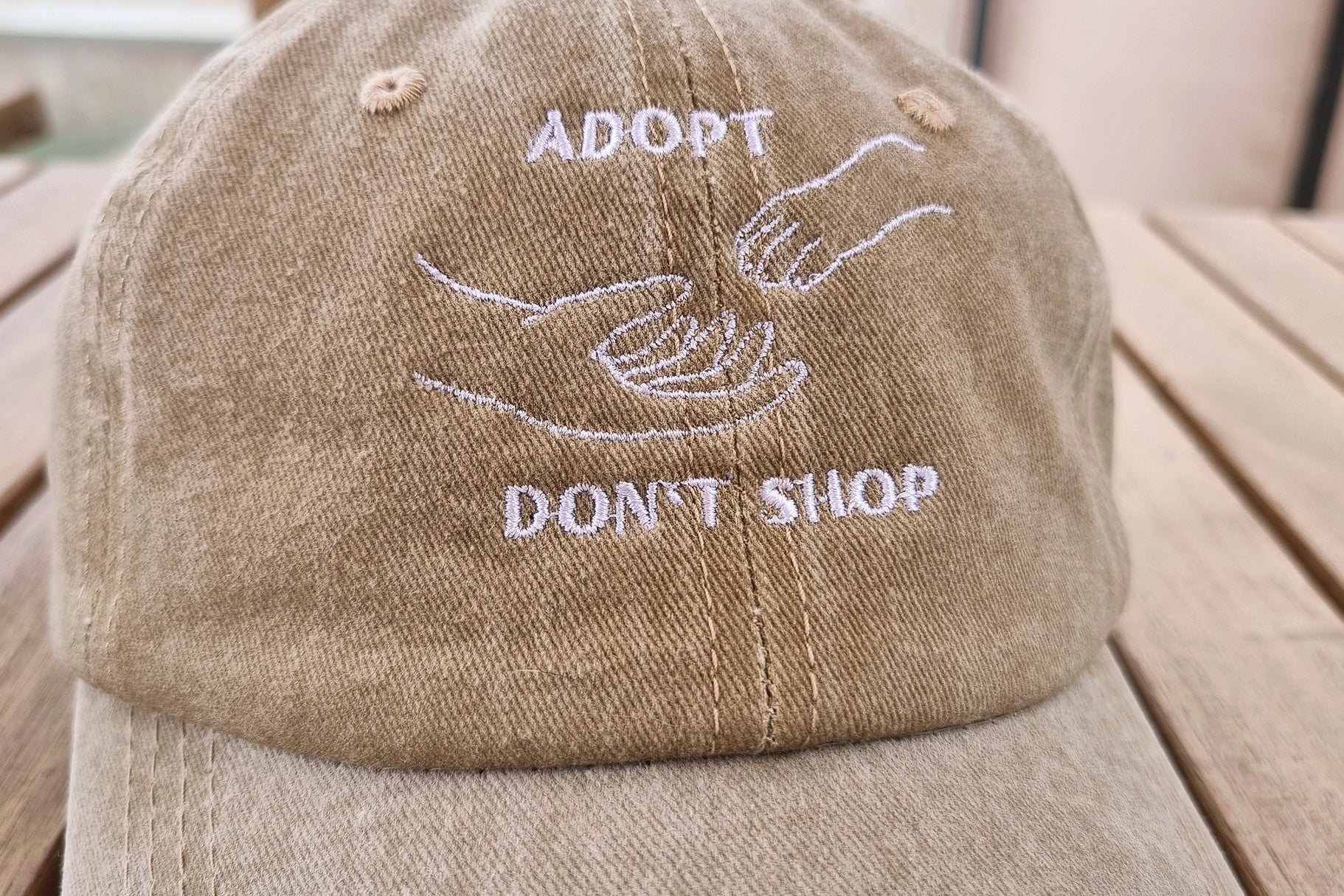 Adopt don't shop baseball cap - spread the message and support animal welfare with this vintage style baseball cap